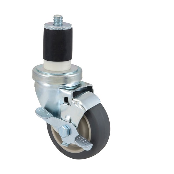 Caster, Stem , 3-1/2", W/Brk, Gry